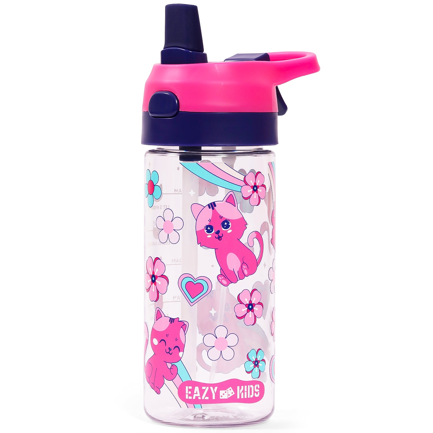 EAZY KIDS Tritan Water Bottle w/Spray, Cat - Pink, 420ml