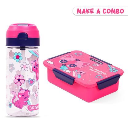 EAZY KIDS Tritan Water Bottle w/Spray, Cat - Pink, 420ml