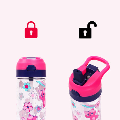 EAZY KIDS Tritan Water Bottle w/Spray, Cat - Pink, 420ml