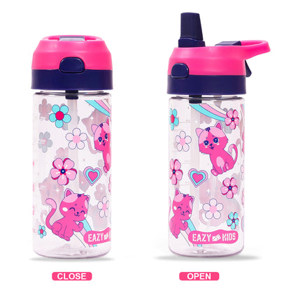EAZY KIDS Tritan Water Bottle w/Spray, Cat - Pink, 420ml