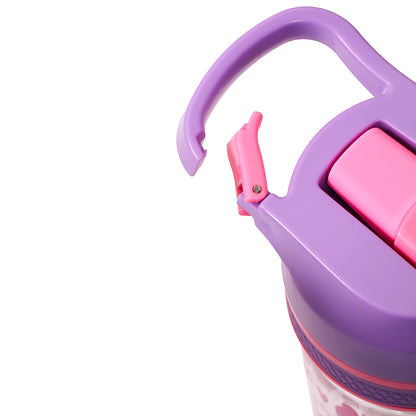 EAZY KIDS Tritan Water Bottle w/Lockable Push button and Carry Handle, Tropical - Purple, 420ml