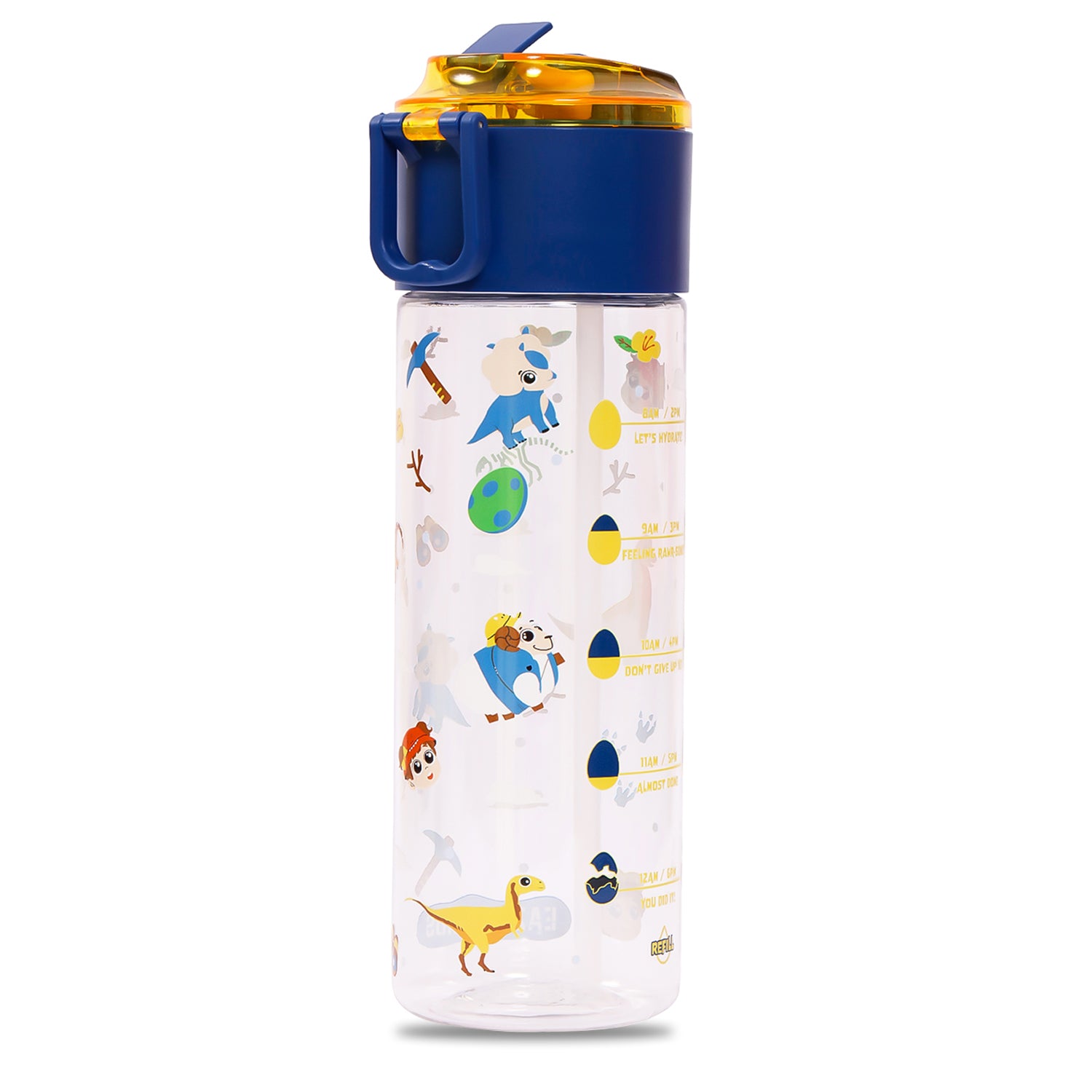 EAZY KIDS Tritan Water Bottle w/Snack Box, T - Rex - Blue, 450ml
