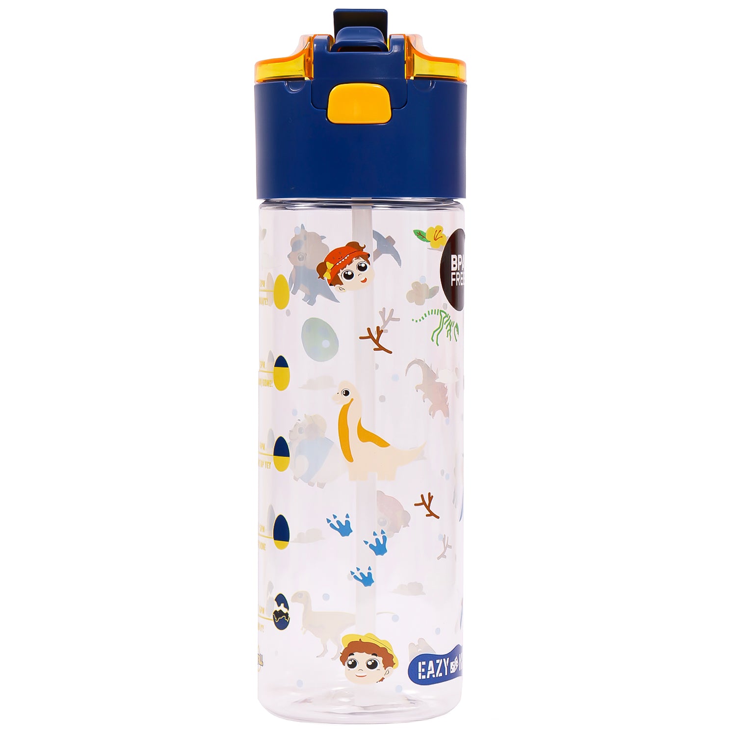 EAZY KIDS Tritan Water Bottle w/Snack Box, T - Rex - Blue, 450ml