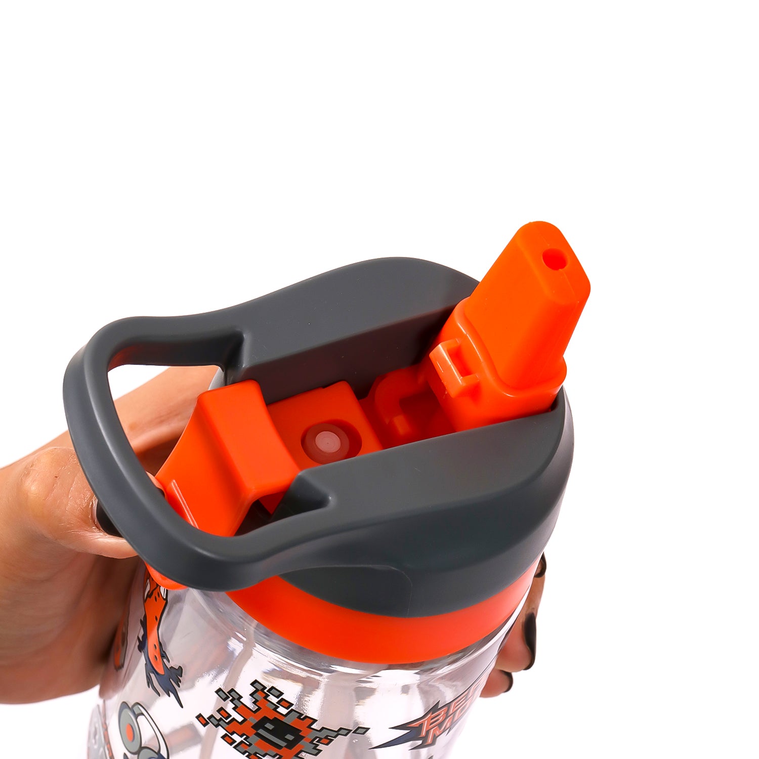 EAZY KIDS Tritan Water Bottle w/Spray, Dinosaur - Grey, 750ml