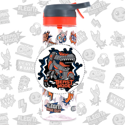 EAZY KIDS Tritan Water Bottle w/Spray, Dinosaur - Grey, 750ml