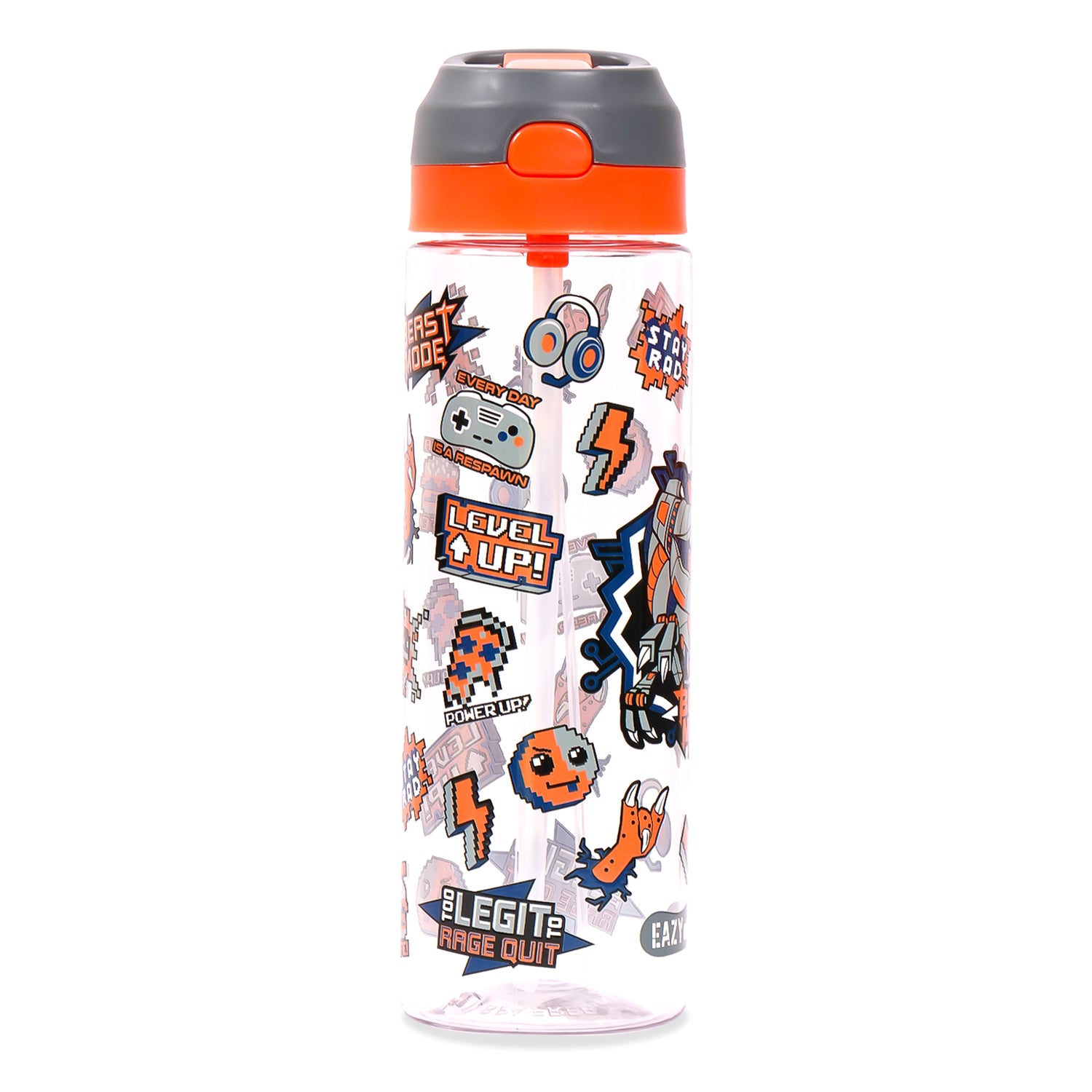 EAZY KIDS Tritan Water Bottle w/Spray, Dinosaur - Grey, 750ml