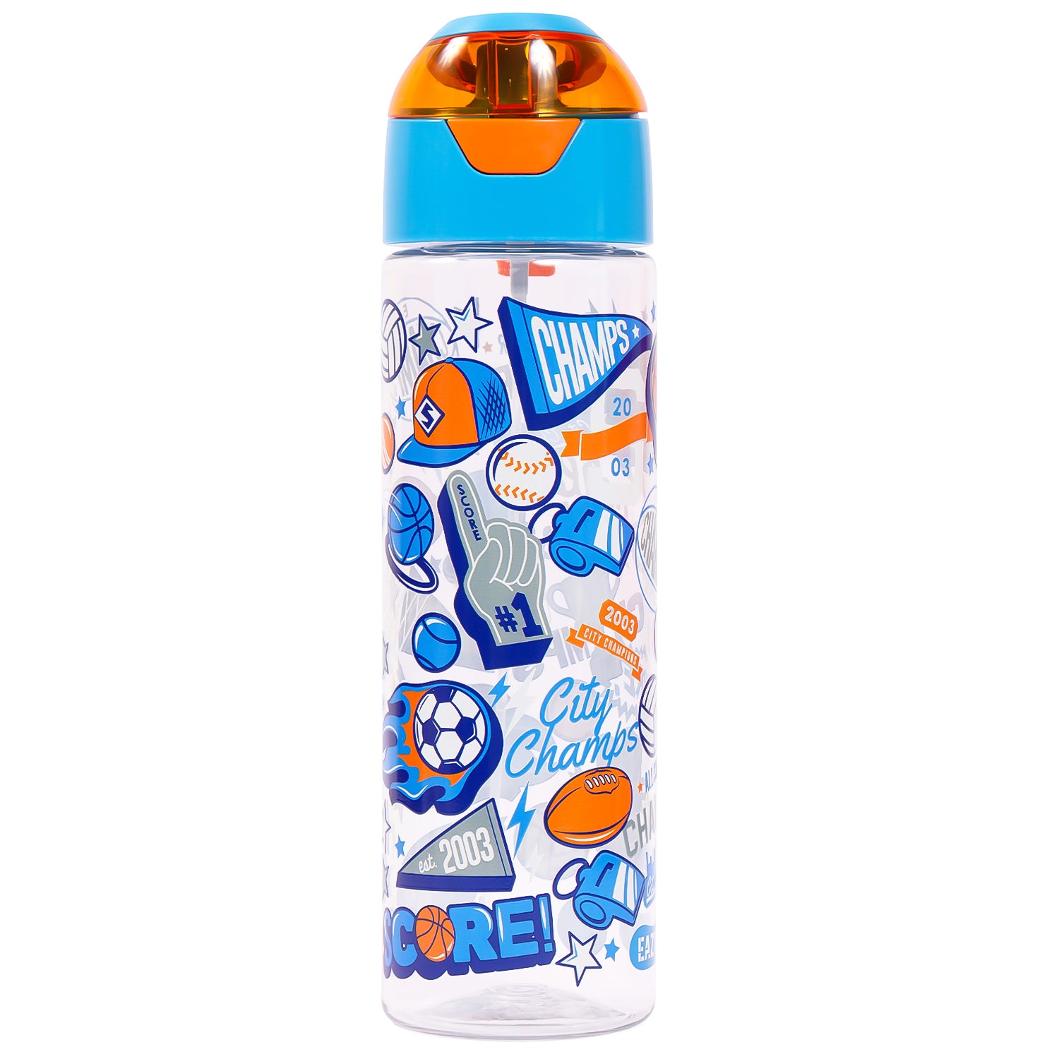 EAZY KIDS Tritan Water Bottle w/Spray, Soccer - Blue, 750ml