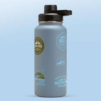 EAZY KIDS - Water Bottle Explorer w/Travel Sling Bag, 950ml Blue