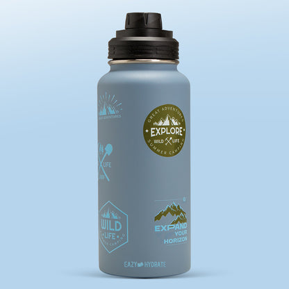 EAZY KIDS - Water Bottle Explorer w/Travel Sling Bag, 950ml Blue