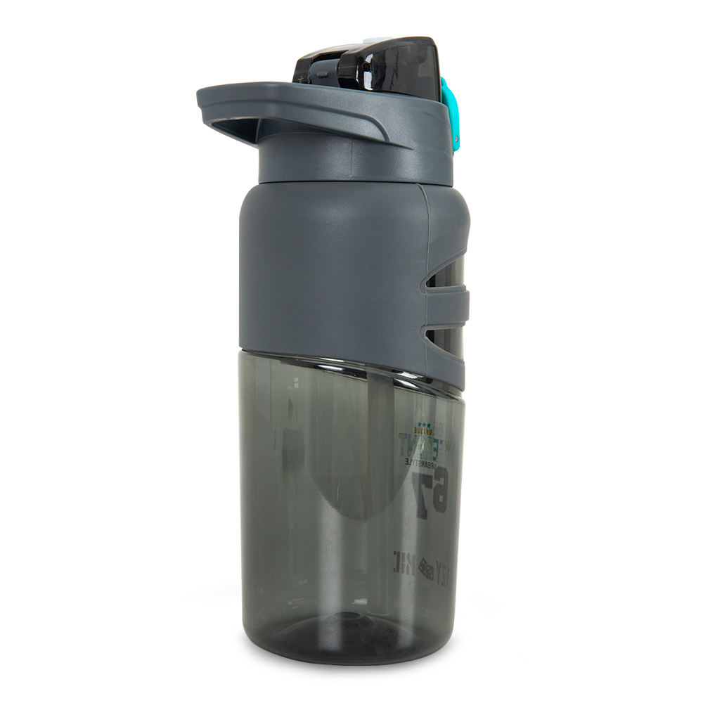 Eazy Kids Flip Top Water Bottle 750ml – BPA Free Spout & Straw Bottle for Kids, Urban Grey