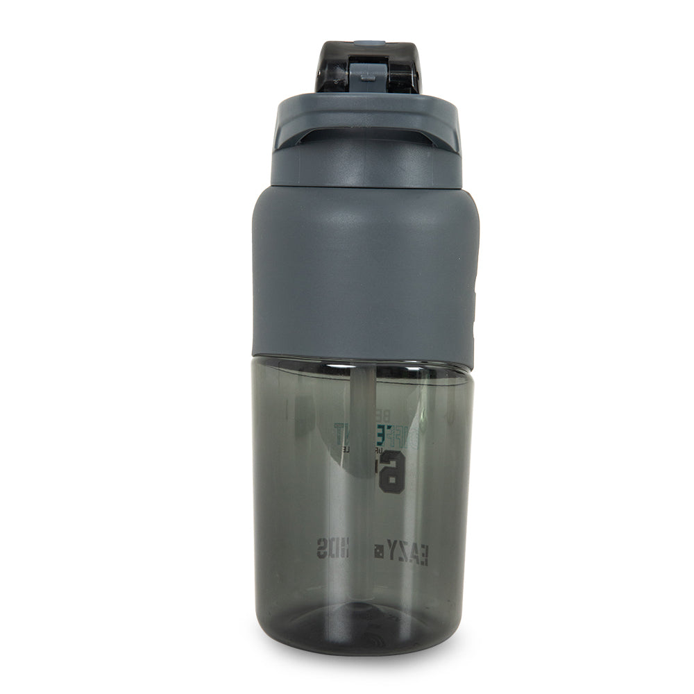Eazy Kids Personalized Flip Top Water Bottle 750ml – BPA Free Spout & Straw Bottle for Kids, Urban Grey