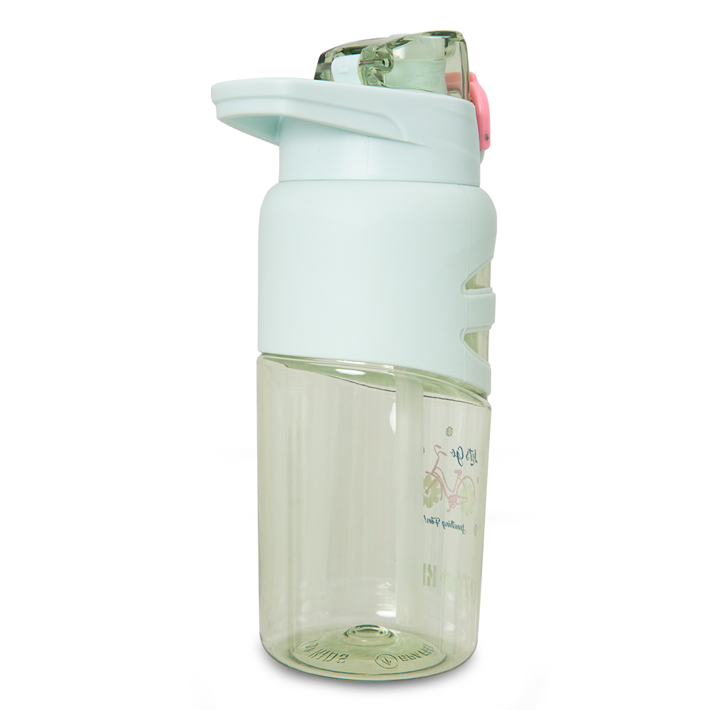 Eazy Kids Personalized Flip Top Water Bottle 750ml – BPA Free Spout & Straw Bottle for Kids, Bicycle Mint