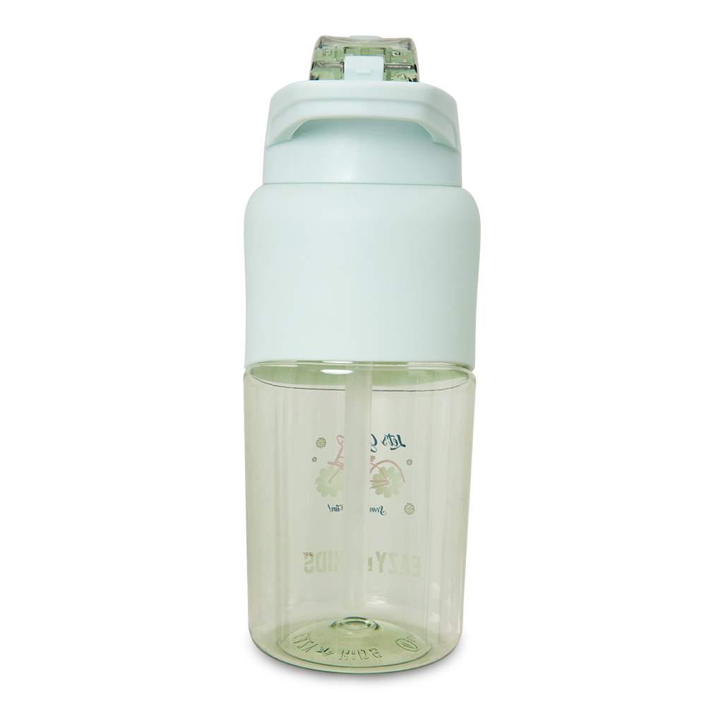 Eazy Kids Personalized Flip Top Water Bottle 750ml – BPA Free Spout & Straw Bottle for Kids, Bicycle Mint