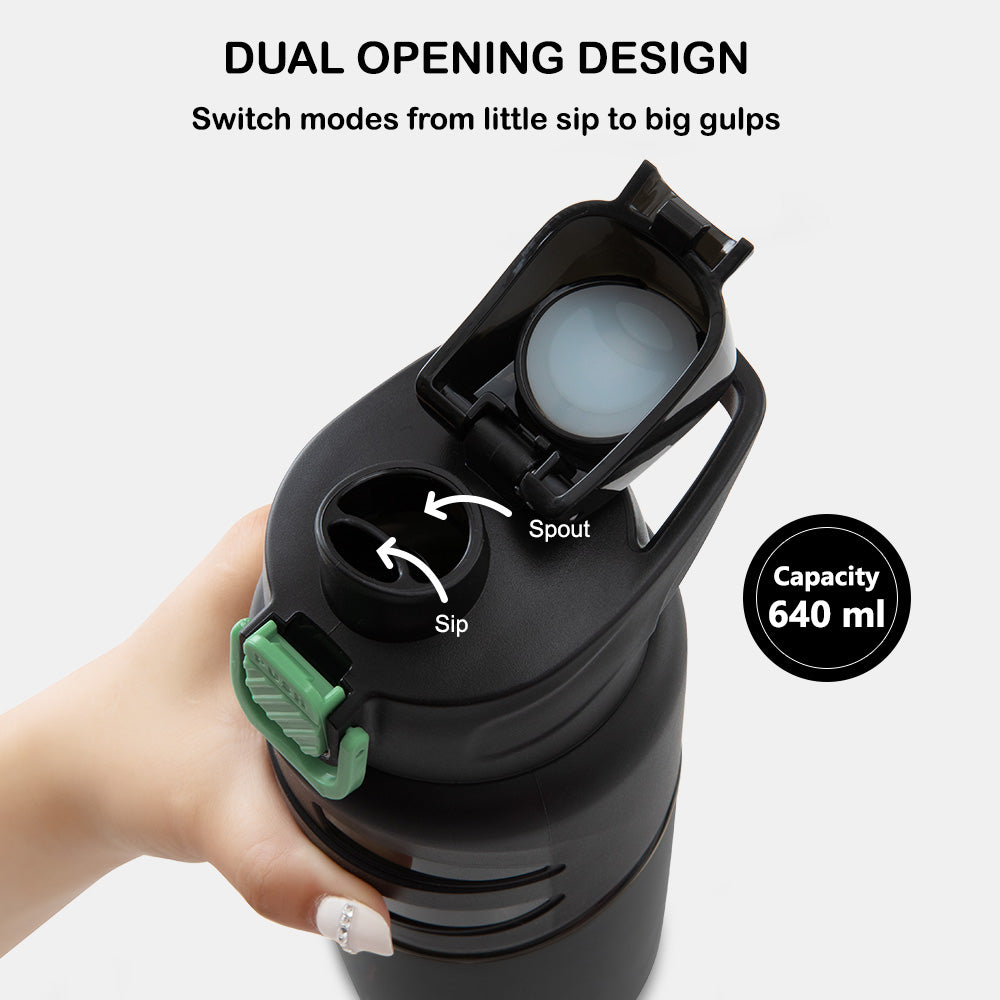 Eazy Kids Personalized Flip Top Water Bottle 750ml – BPA Free Spout & Straw Bottle for Kids, Gamer Black