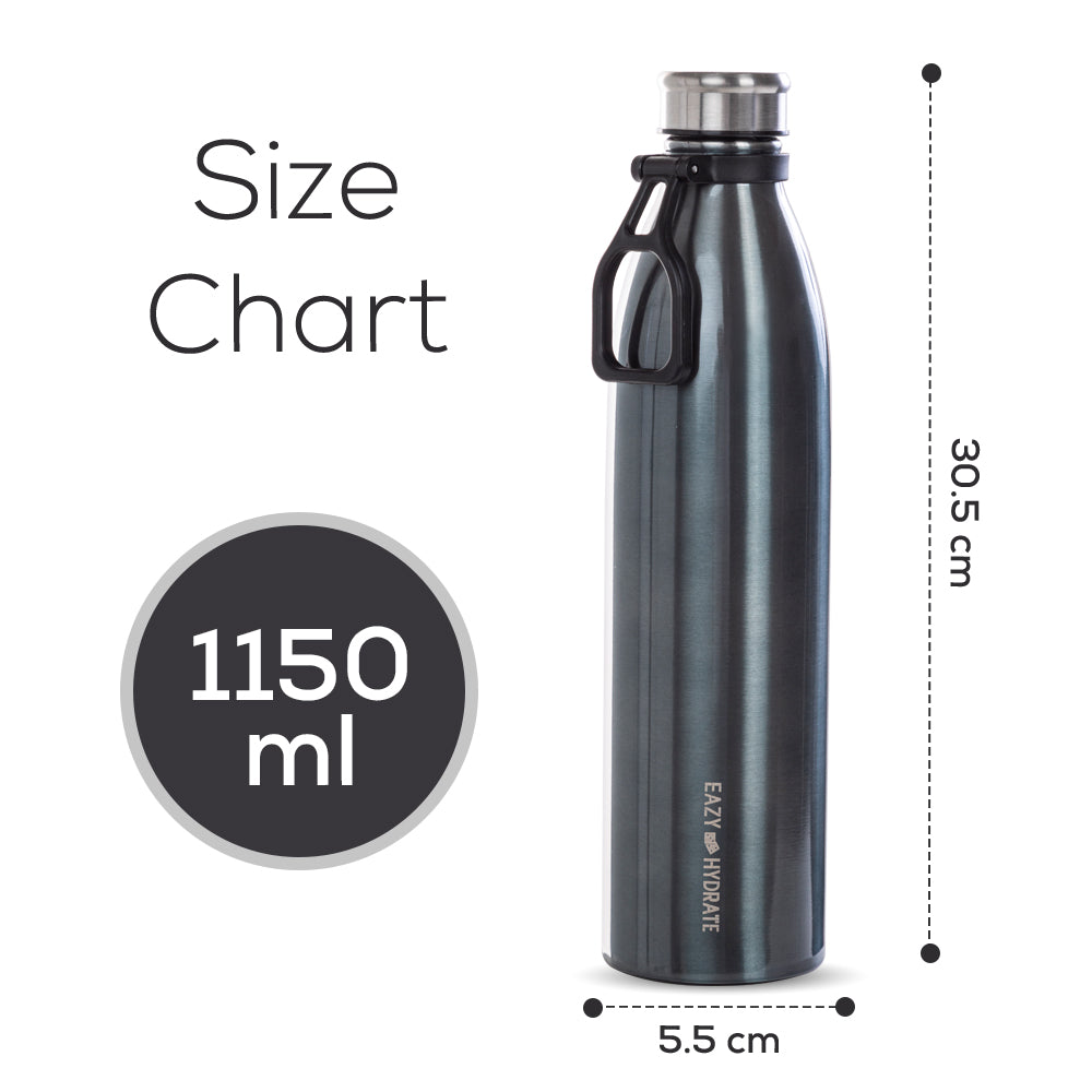 EAZY KIDS Steel Water Bottle, 1150ml Black