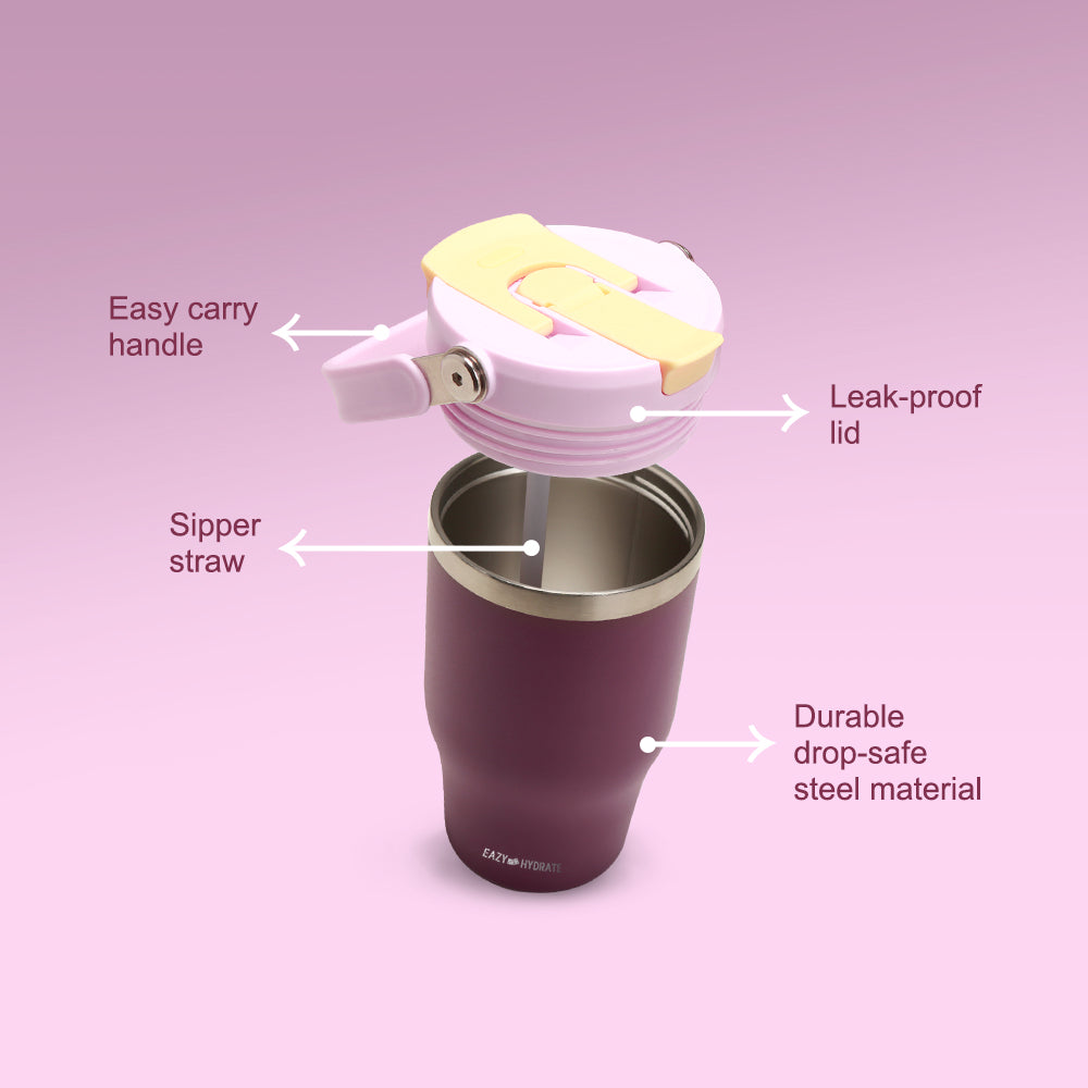 EAZY KIDS Vacuum Insulated Tumbler w/handle, 500ml Purple