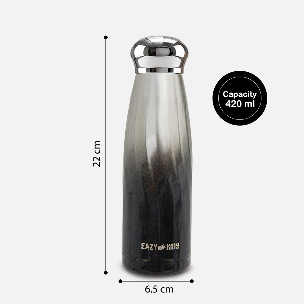 Eazy Kids Double Walled Stainless Steel Water Bottle, 420ml Black