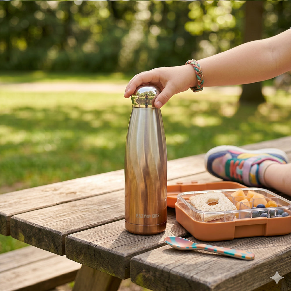 Eazy Kids Double Walled Stainless Steel Water Bottle, 420ml Bronze