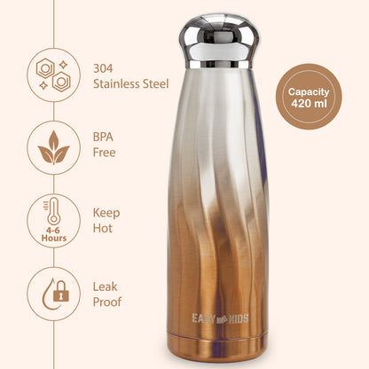 Eazy Kids Double Walled Stainless Steel Water Bottle, 420ml Bronze