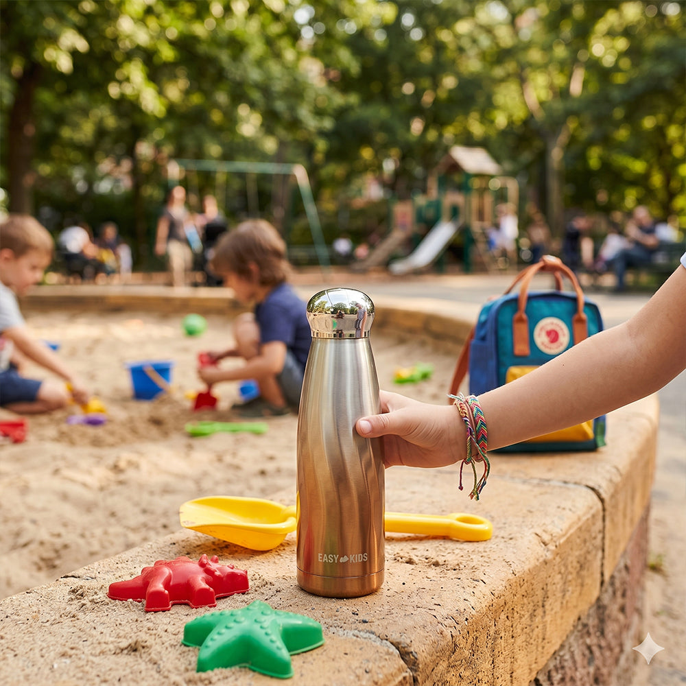 Eazy Kids Double Walled Stainless Steel Water Bottle, 420ml Bronze