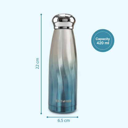 Eazy Kids Double Walled Stainless Steel Water Bottle, 420ml Blue