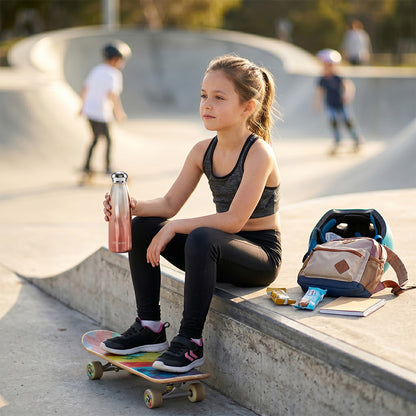 Eazy Kids Double Walled Stainless Steel Water Bottle, 420ml Rose Gold
