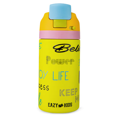 Eazy Kids Stainless Steel Water Bottle Bling w/ Straw and Spout 445 mL Bling