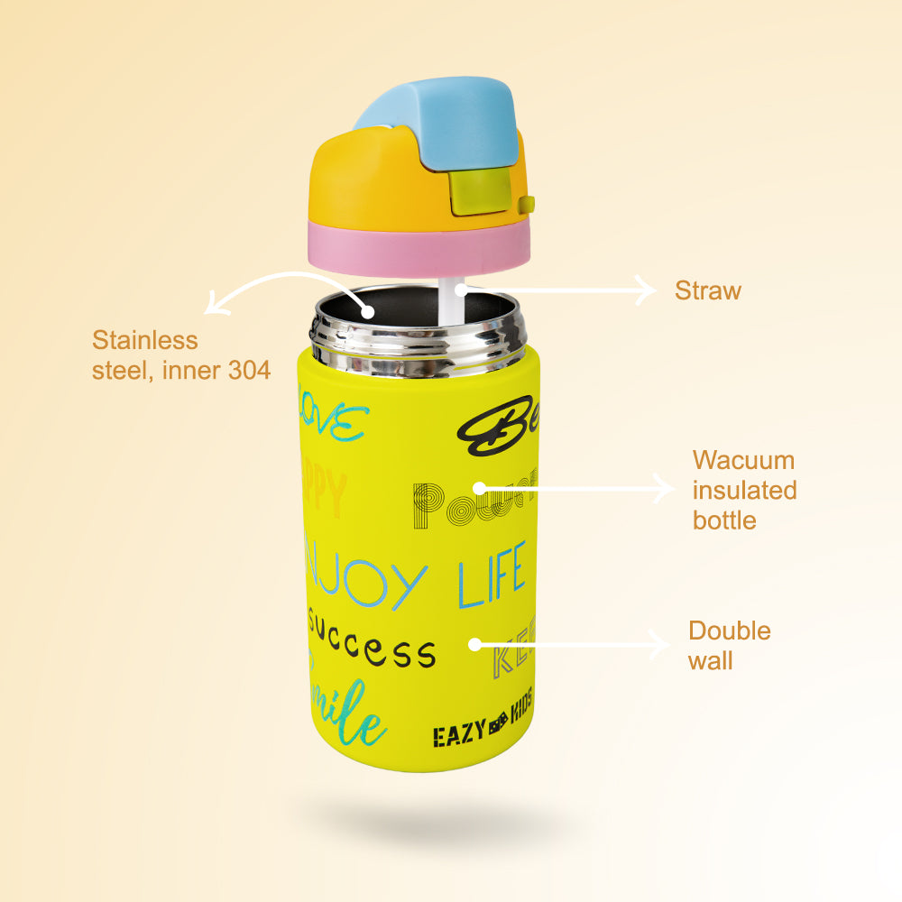 Eazy Kids Stainless Steel Water Bottle Bling w/ Straw and Spout 445 mL Bling