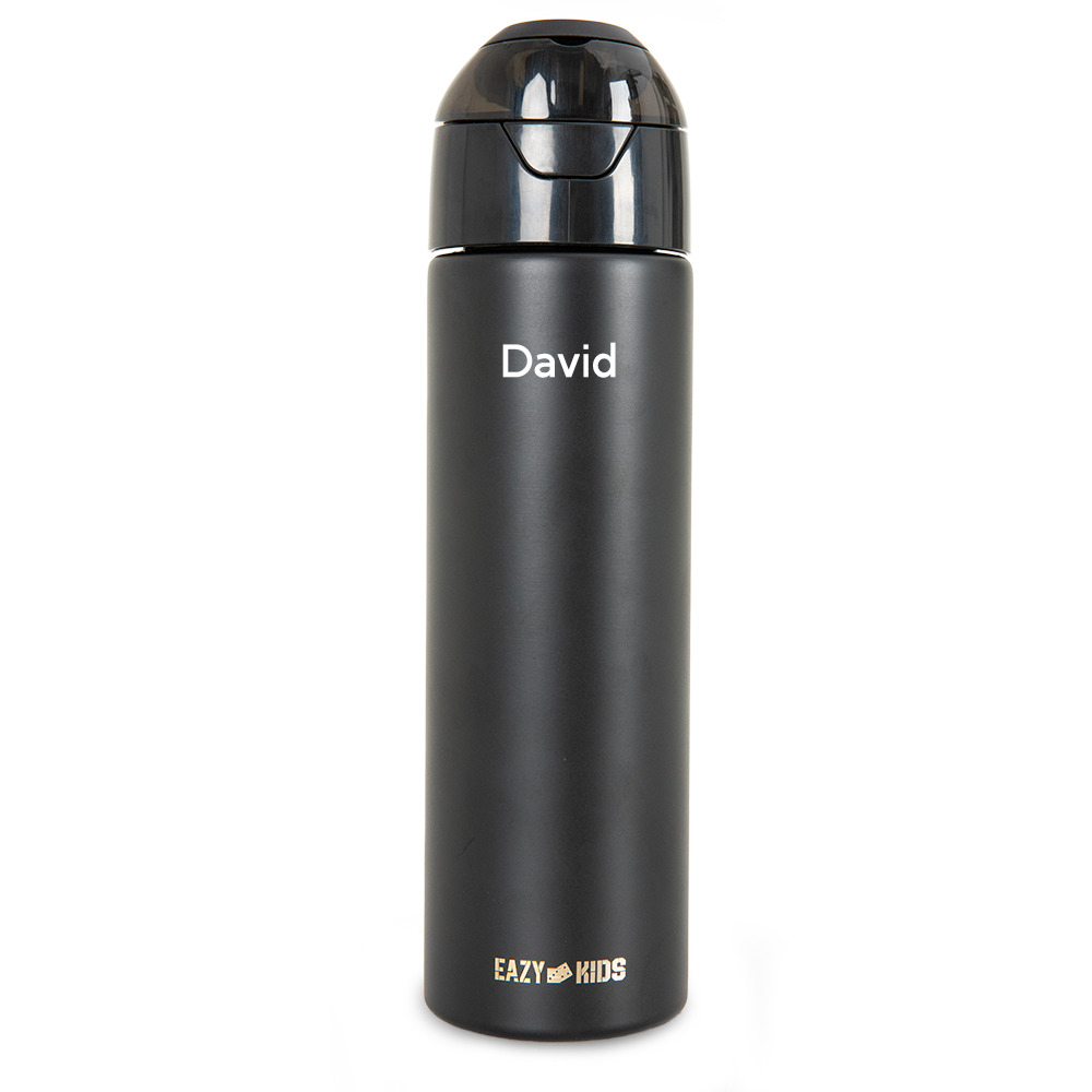 Eazy Kids Personalized - Insulated Stainless Steel Water Bottle w/Spray , 640ml Black
