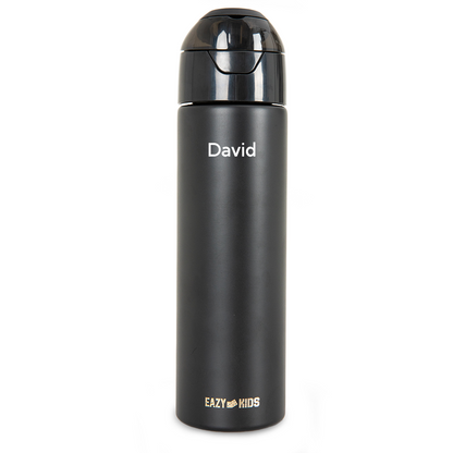 Eazy Kids Personalized - Insulated Stainless Steel Water Bottle w/Spray , 640ml Black