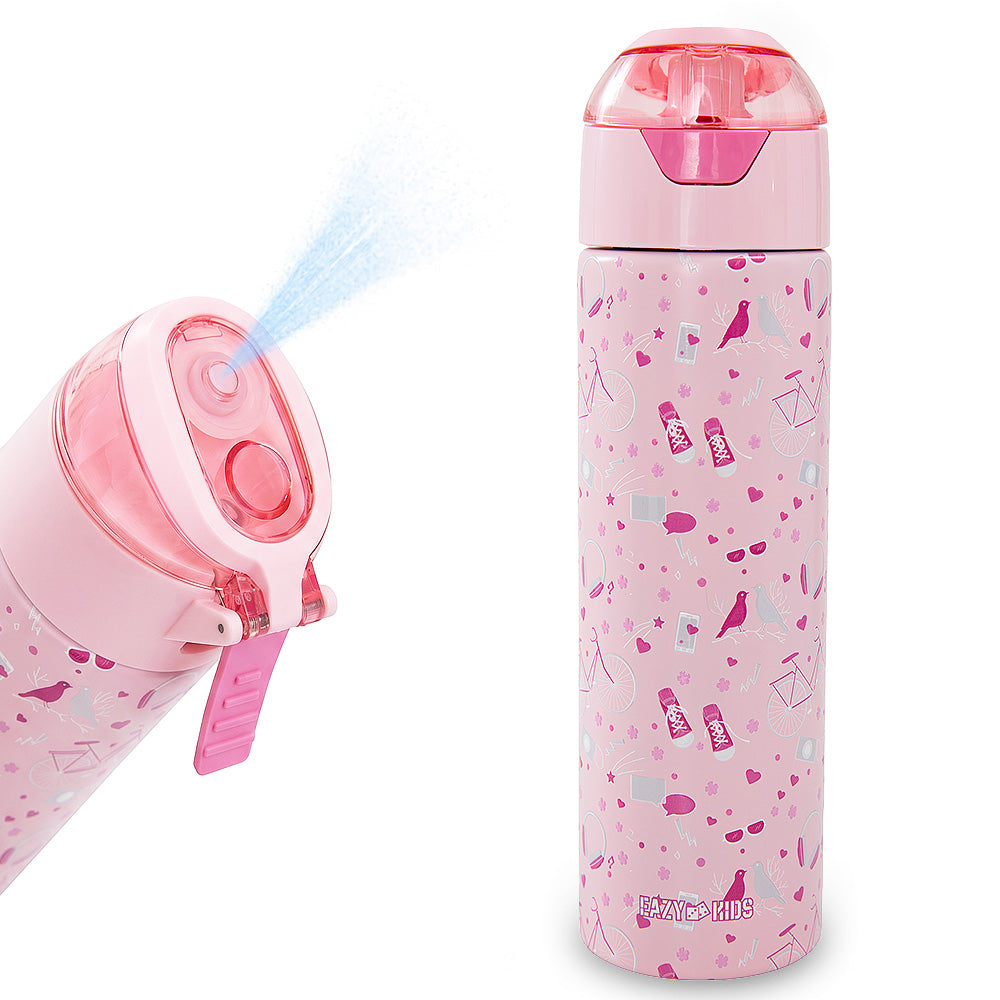 Eazy Kids Personalized - Insulated Stainless Steel Water Bottle w/Spray, Life 640ml - Pink