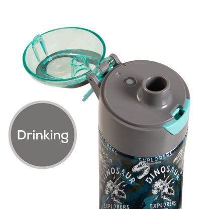 EAZY KIDS - Insulated Stainless Steel Water Bottle w/Spray -Dinosaurs, 640ml Green