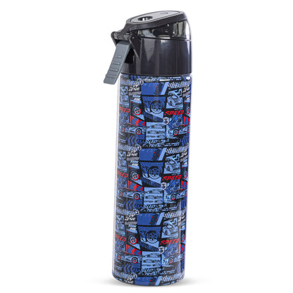 EAZY KIDS - Insulated Stainless Steel Water Bottle w/Spray -Car Racing, 640ml Blue