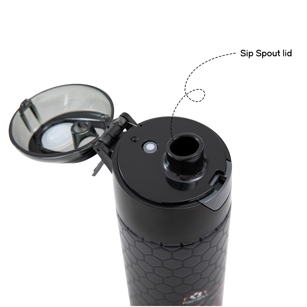 Eazy Kids - Insulated Stainless Steel Water Bottle w/Spray, Football 640ml - Black