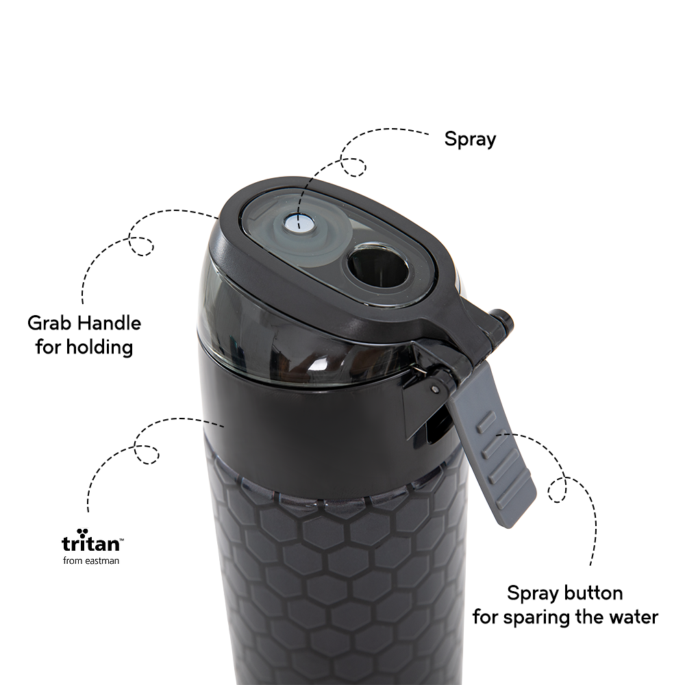 Eazy Kids - Insulated Stainless Steel Water Bottle w/Spray, Football 640ml - Black