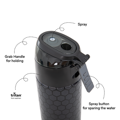 Eazy Kids - Insulated Stainless Steel Water Bottle w/Spray, Football 640ml - Black