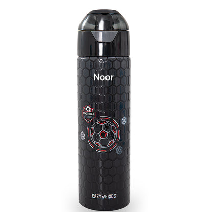 Eazy Kids Personalized - Insulated Stainless Steel Water Bottle w/Spray, Football 640ml - Black
