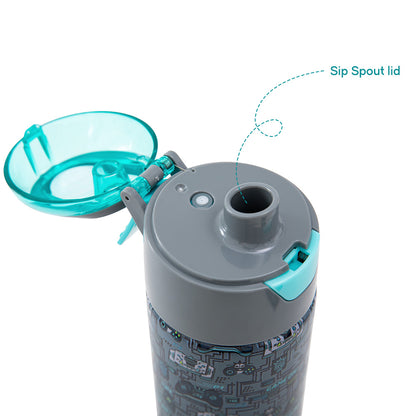 Eazy Kids - Insulated Stainless Steel Water Bottle w/Spray, Gaming 640ml - Grey