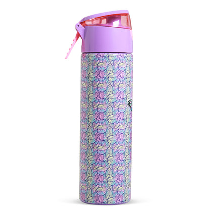 EAZY KIDS - Insulated Stainless Steel Water Bottle w/Spray -Butterfly, 640ml Purple