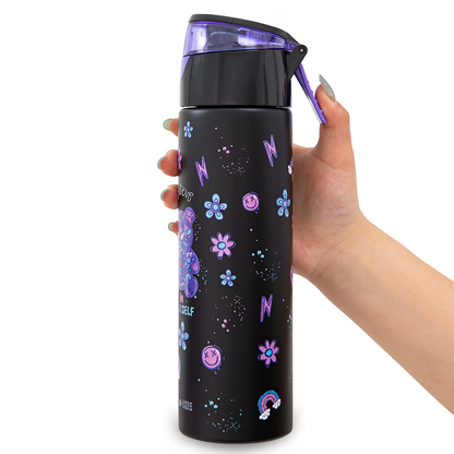 Eazy Kids - Insulated Stainless Steel Water Bottle w/Spray, Teddy 640ml - Black