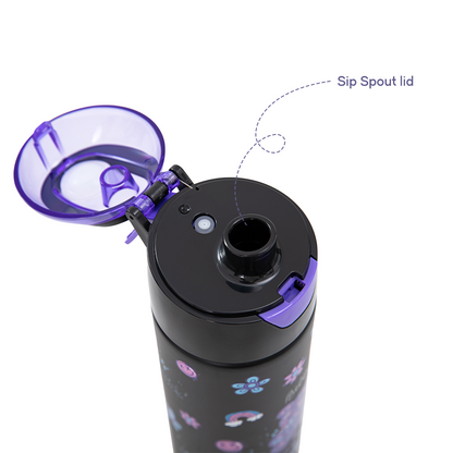 Eazy Kids - Insulated Stainless Steel Water Bottle w/Spray, Teddy 640ml - Black