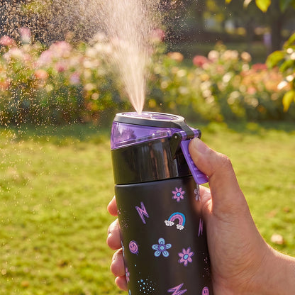 Eazy Kids Personalized - Insulated Stainless Steel Water Bottle w/Spray, Teddy 640ml - Black