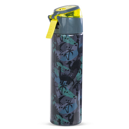 EAZY KIDS - Insulated Stainless Steel Water Bottle w/Spray -T-Rex, 640ml Green
