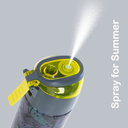 EAZY KIDS - Insulated Stainless Steel Water Bottle w/Spray -T-Rex, 640ml Green