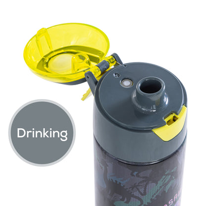 EAZY KIDS - Insulated Stainless Steel Water Bottle w/Spray -T-Rex, 640ml Green