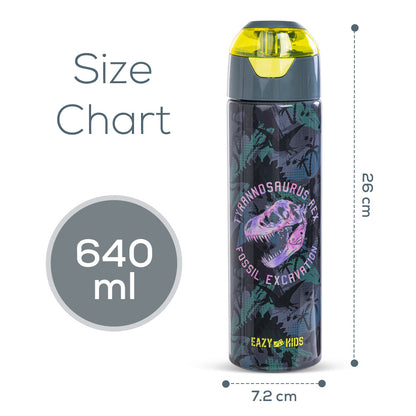 EAZY KIDS - Insulated Stainless Steel Water Bottle w/Spray -T-Rex, 640ml Green
