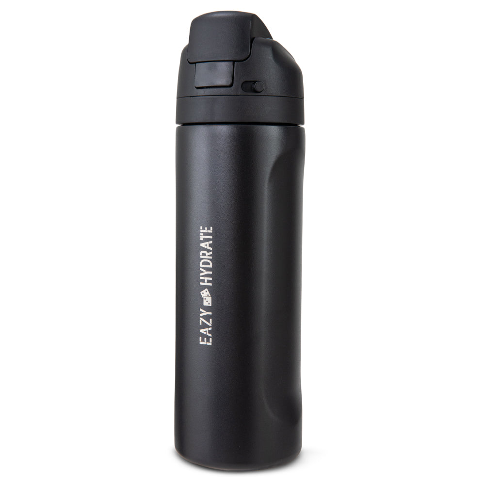 Eazy Kids Stainless Steel Water Bottle w/ Straw and Spout 710mL Black