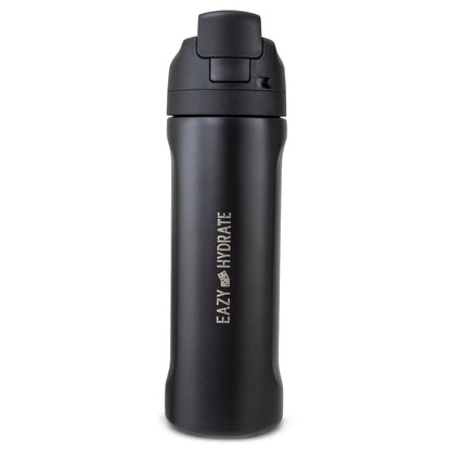 Eazy Kids Stainless Steel Water Bottle w/ Straw and Spout 710mL Black