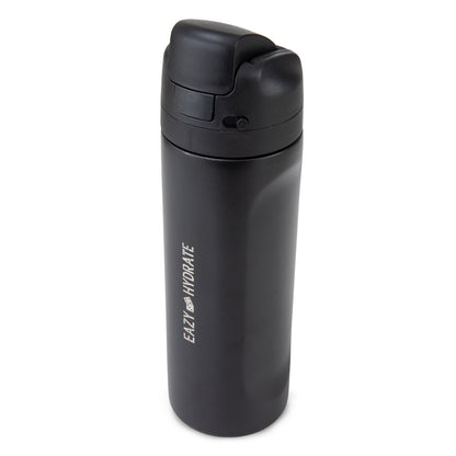 Eazy Kids Stainless Steel Water Bottle w/ Straw and Spout 710mL Black