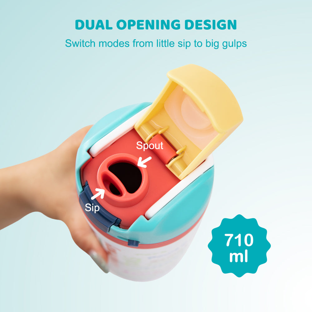 Eazy Kids Stainless Steel Water Bottle w/ Straw and Spout 710mL Success